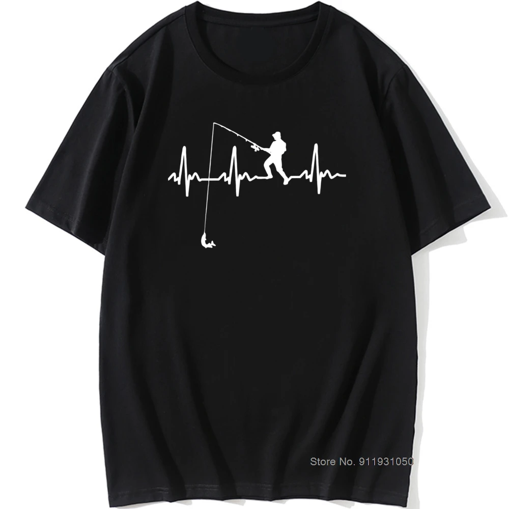 

Подарок на день рождения для папы рыбы сердцебиение смешная футболка рыба аксессуары подарок 100% хлопок футболка для мужчин рыбалка уличная одежда