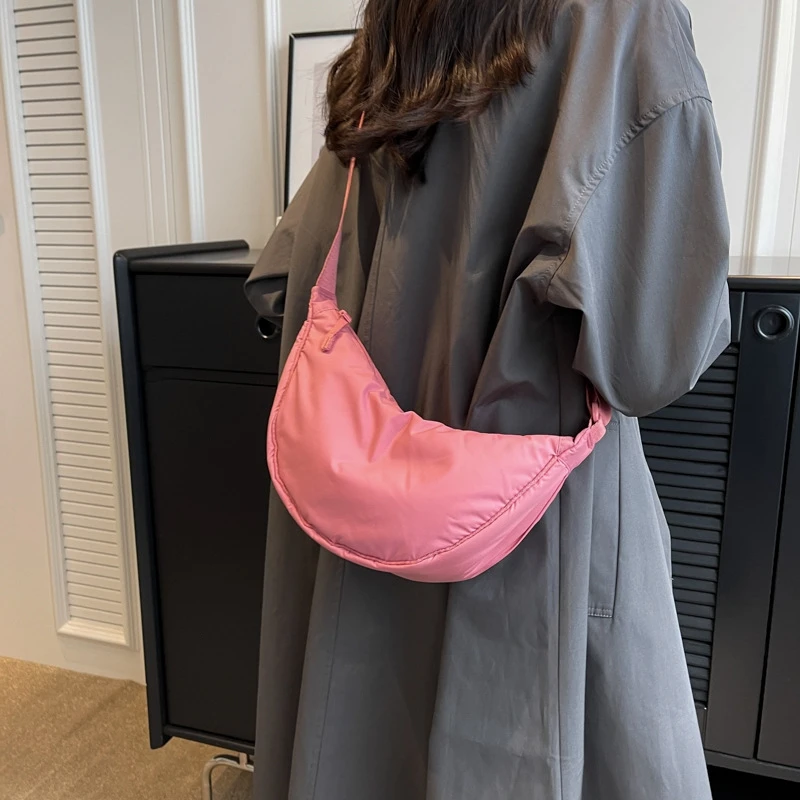 

Women Nylon Crossbody Hobo Bag Designer Canvas Shoulder Dumpling Bags Female Casual Sport Travel Purse Girls School Sling Bag