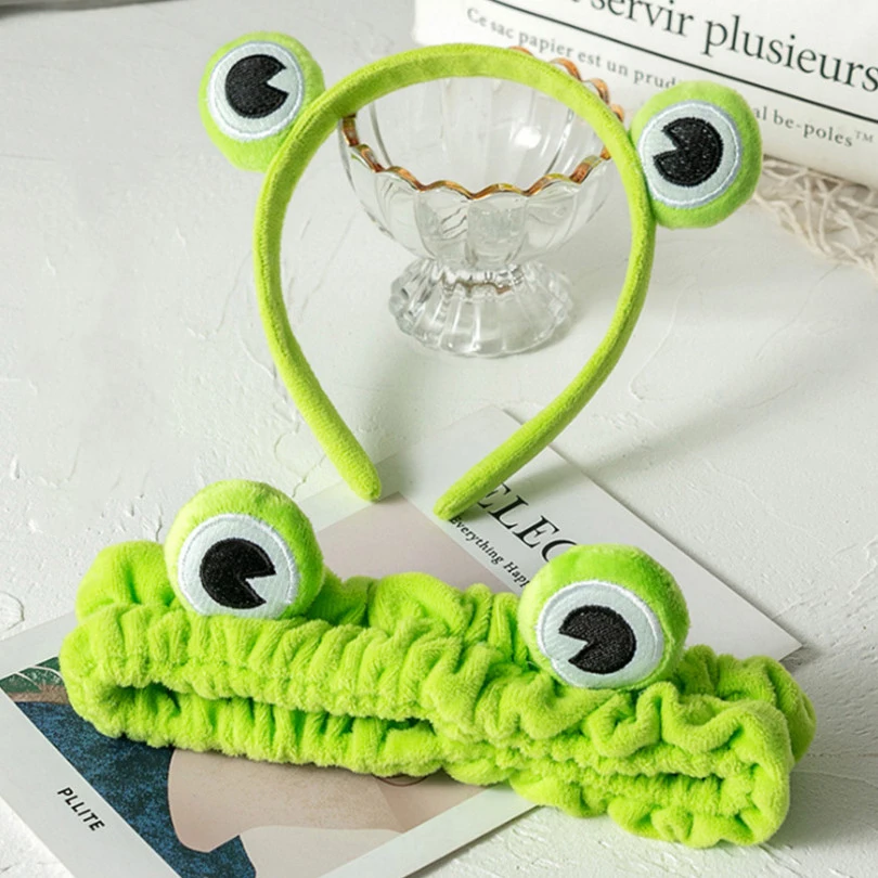 

New Fashion Funny Frog Makeup Headband Wide-brimmed Elastic Hairbands Cute Girls Hair Bands Women Hair Accessories Hairband