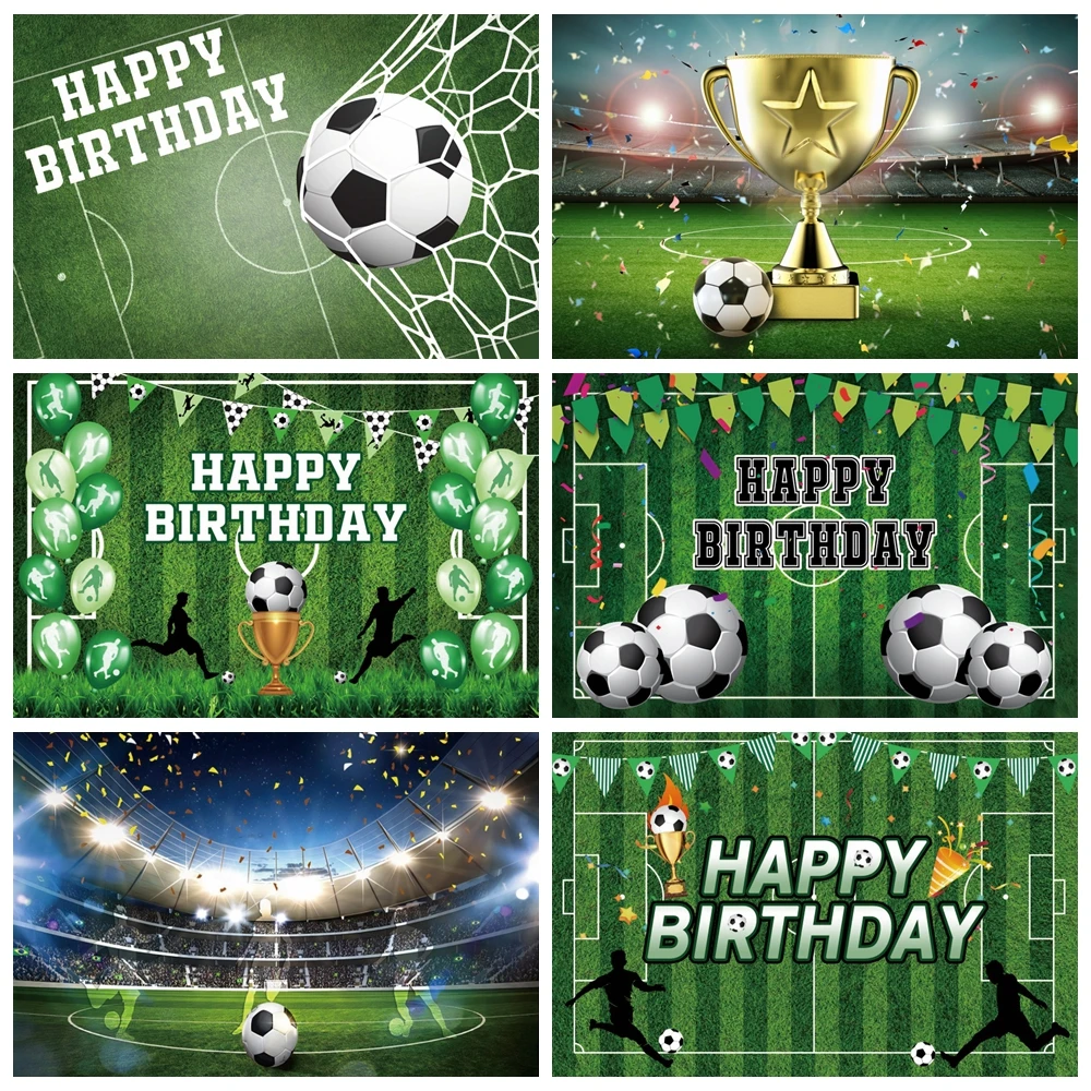 

Football Backdrop for Birthday Boy Girl Party Stadium Grassland Cup Sport Soccer Field Photography Background Decor Photo Booth
