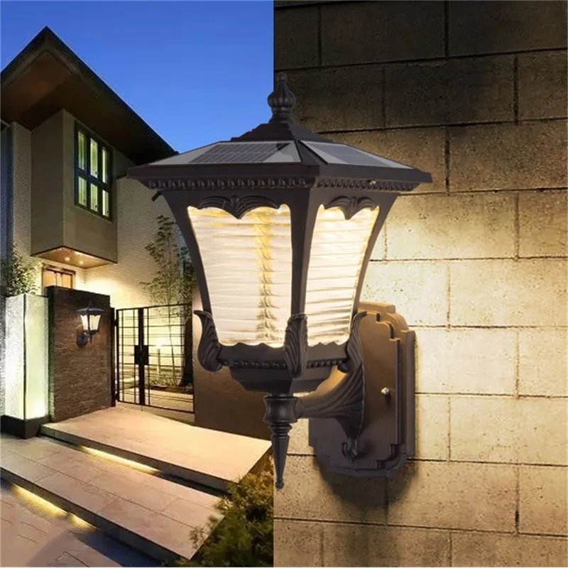 

TEMAR Outdoor Wall Light Fixture Solar Modern Waterproof LED Patio Wall Lamp For Porch Balcony Courtyard Villa Aisle