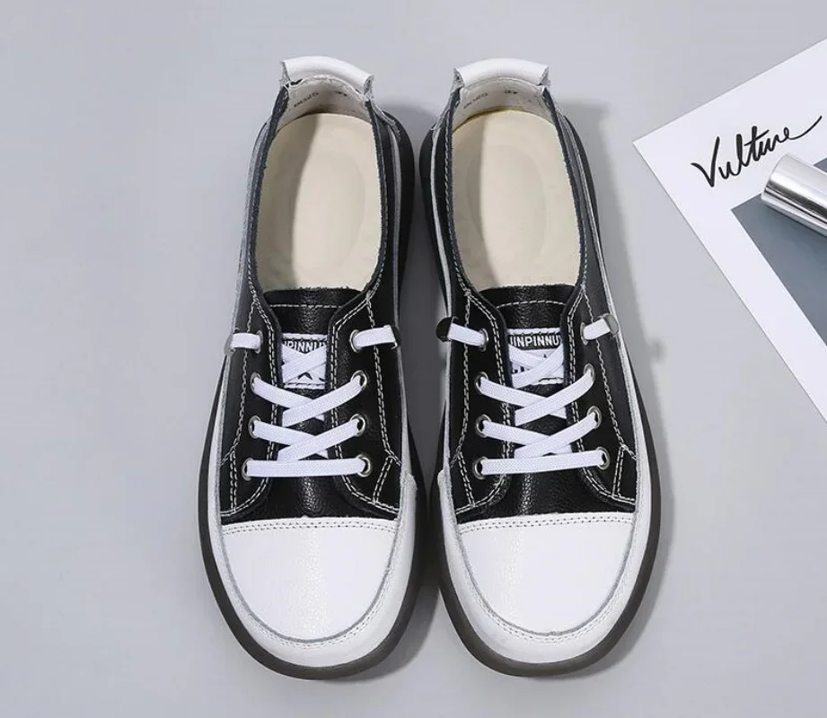 Женские мокасины из натуральной кожи Белые Повседневные туфли на плоской