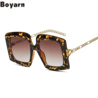 boyarn new metal chain large frame sunglasses womens steampunk fashion trend gradient sunglasses square glasses
