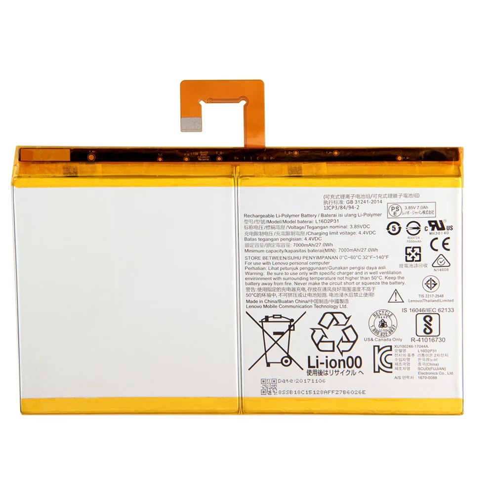 Kup Nowa Bateria Tabletu L16D2P31 Dla Tabletu Lenovo TAB 4 10/10 REL / 10 PLUS TB-X304L X304F TB-X704F X704L X504F 7000mAh Darmowe Narzędzia