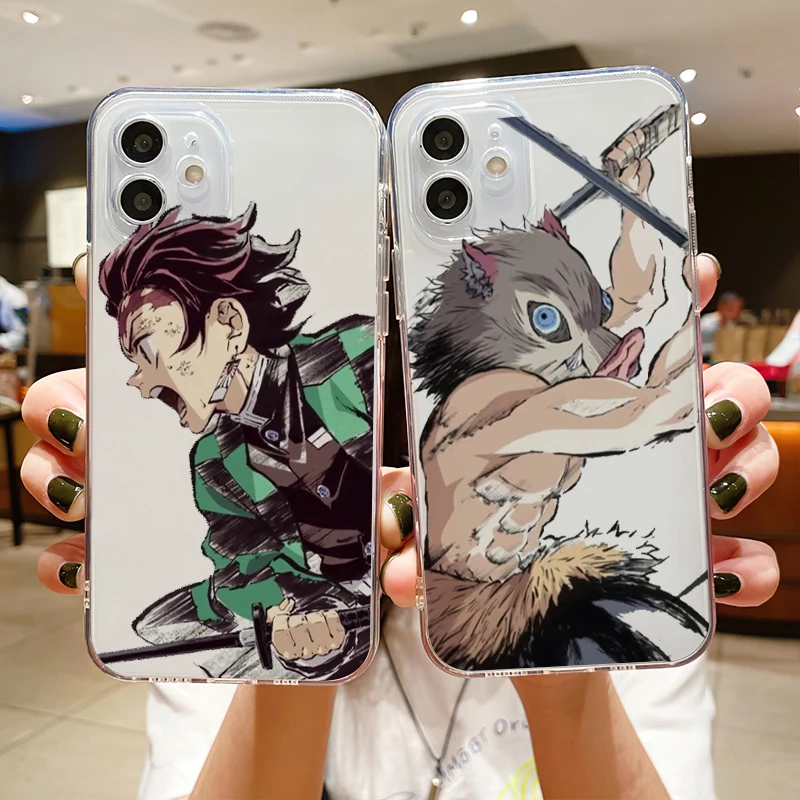 

Cartoon Japan Anime Demon Slayer Phone Case For iPhone 13 Pro 12 Mini 11 Pro Max SE 2020 X XR XS MAX 8 7 6 6S Plus Clear Cover
