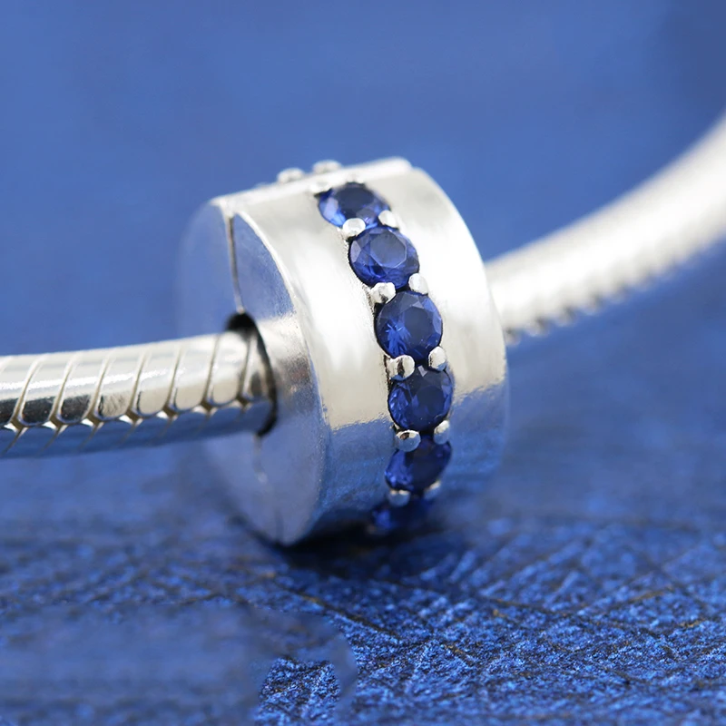 

Синий Зажим для браслета из стерлингового серебра 925 пробы, сверкающие зажимы, кулон подходит для оригинальных браслетов Pandora, Женские Ювели...