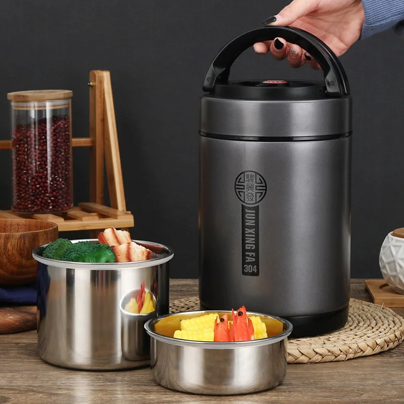 

304 Stainless Steel Lunch Box Food Container Handle Heat Retaining 12 Hours Thermal Insulation Bowl Portable Bento Box