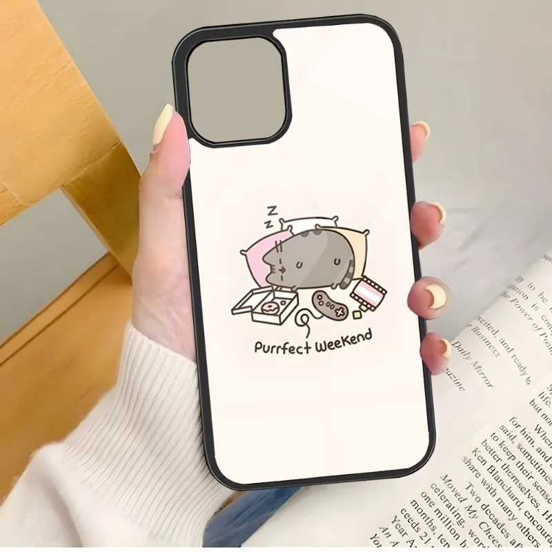 Милый мультяшный Кот P-Pusheens чехол для телефона ПК + ТПУ Samsung Galaxy S10 S30 S22 S20 S21 Plus Ultra Note