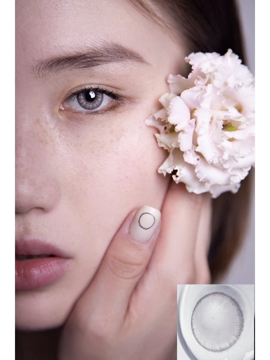 Цветные контактные линзы DOX EDG_L.GRAY 1 шт. R 8 D 14.3 серый+ подарок контейнер для