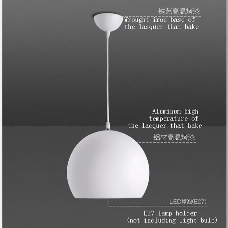 Подвесные светильники 20 см 25 черно-белые E27 |