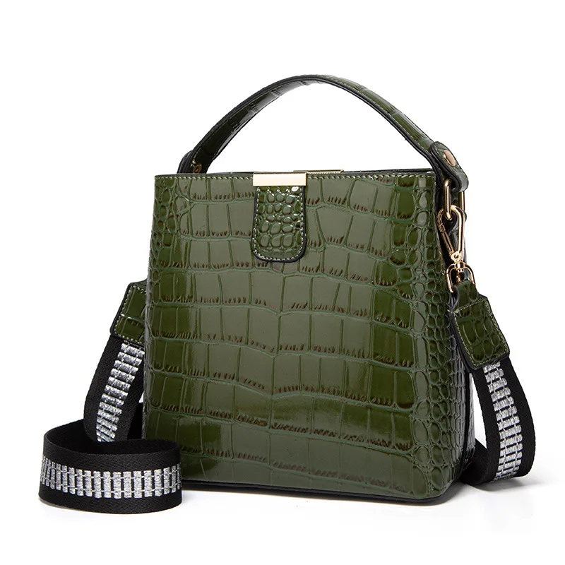 Newest Style Handbags Patent Leather Clutch Bags Crocodile Pattern Wallets Shoulder Messenger Fashion Bucket Ladies Bag Luxury