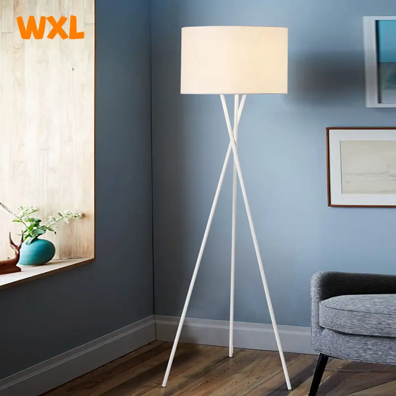 

Scandinavian Fabric Led Floor Lamp Living Room Tripod Design Standing Lamps Bedroom Bedside Light Home Decorative Lights