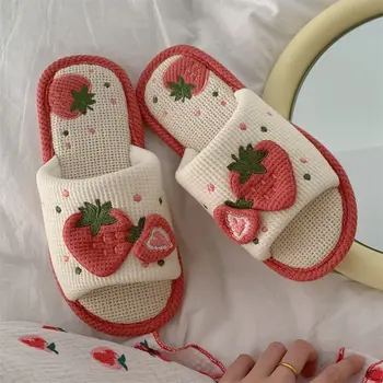 Kawaii Strawberry Plush Slippers