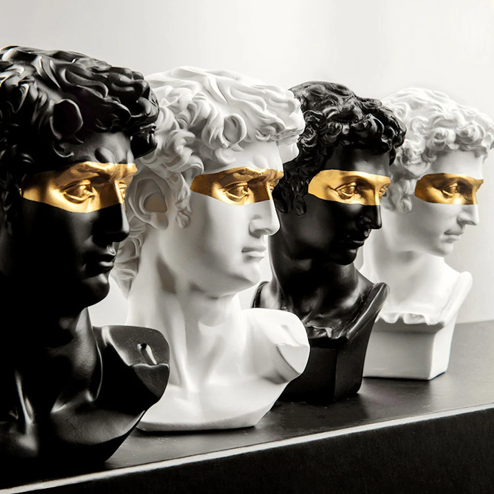 

Golden Eye David Figurines Realistic Resin Statue Artwork Decoration Home Decor Nordic Greek Gift Room Ornaments