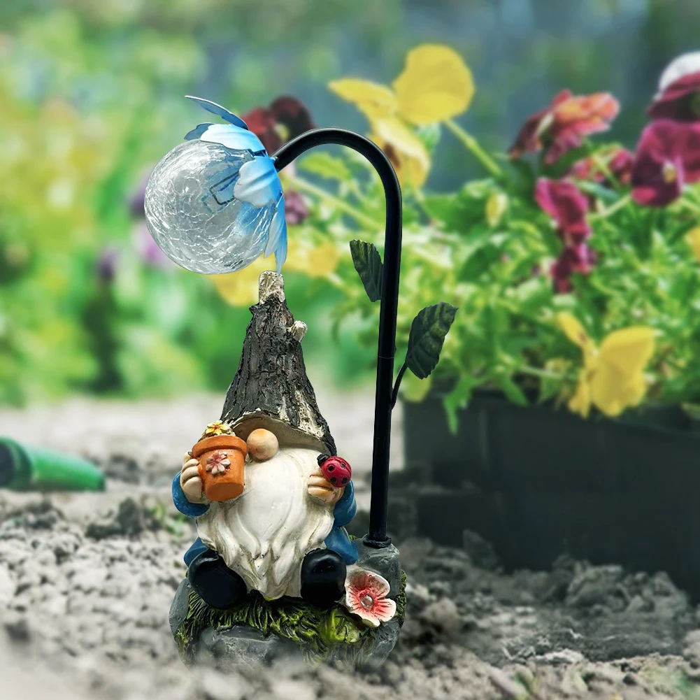

Cartoon Gnome Dwarf Statue Garden Lighting Waterproof Resin Figurines Solar Light Outdoor Lawn Courtyard Night Decorative Lamp