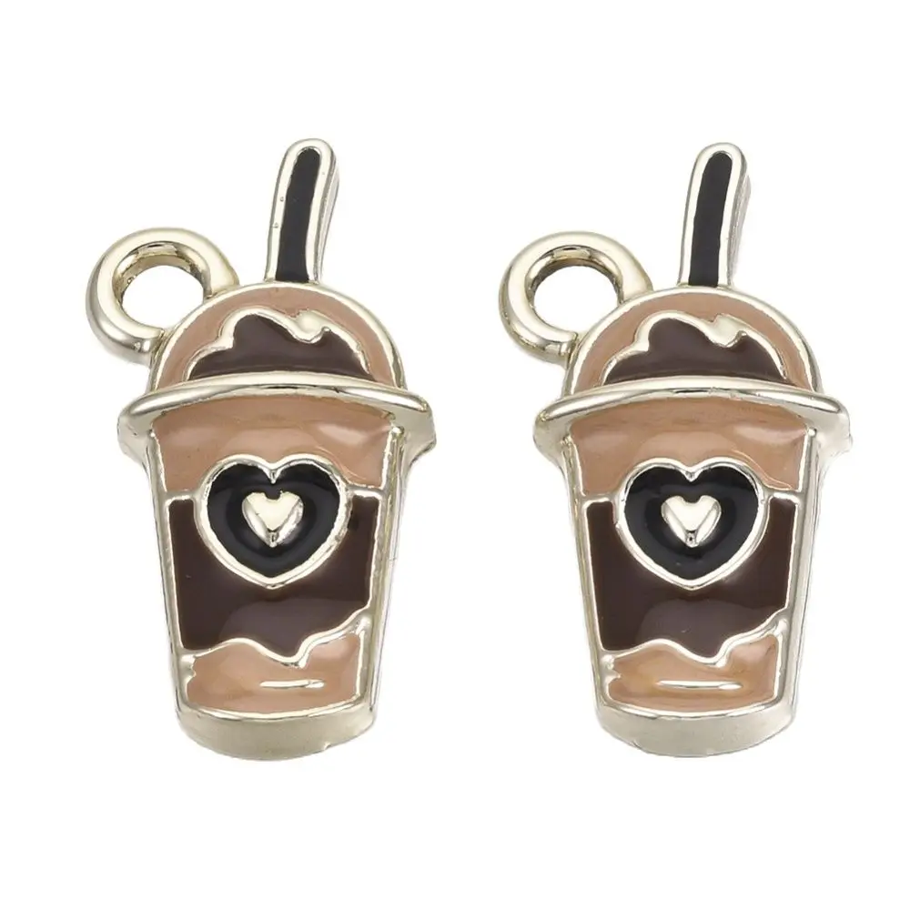 

10pcs Zinc Alloy Milktea Cup Pendants for DIY Handmade Jewerly Making Necklace Earring Charms Accessories 20*10.5*2mm Hole 2mm