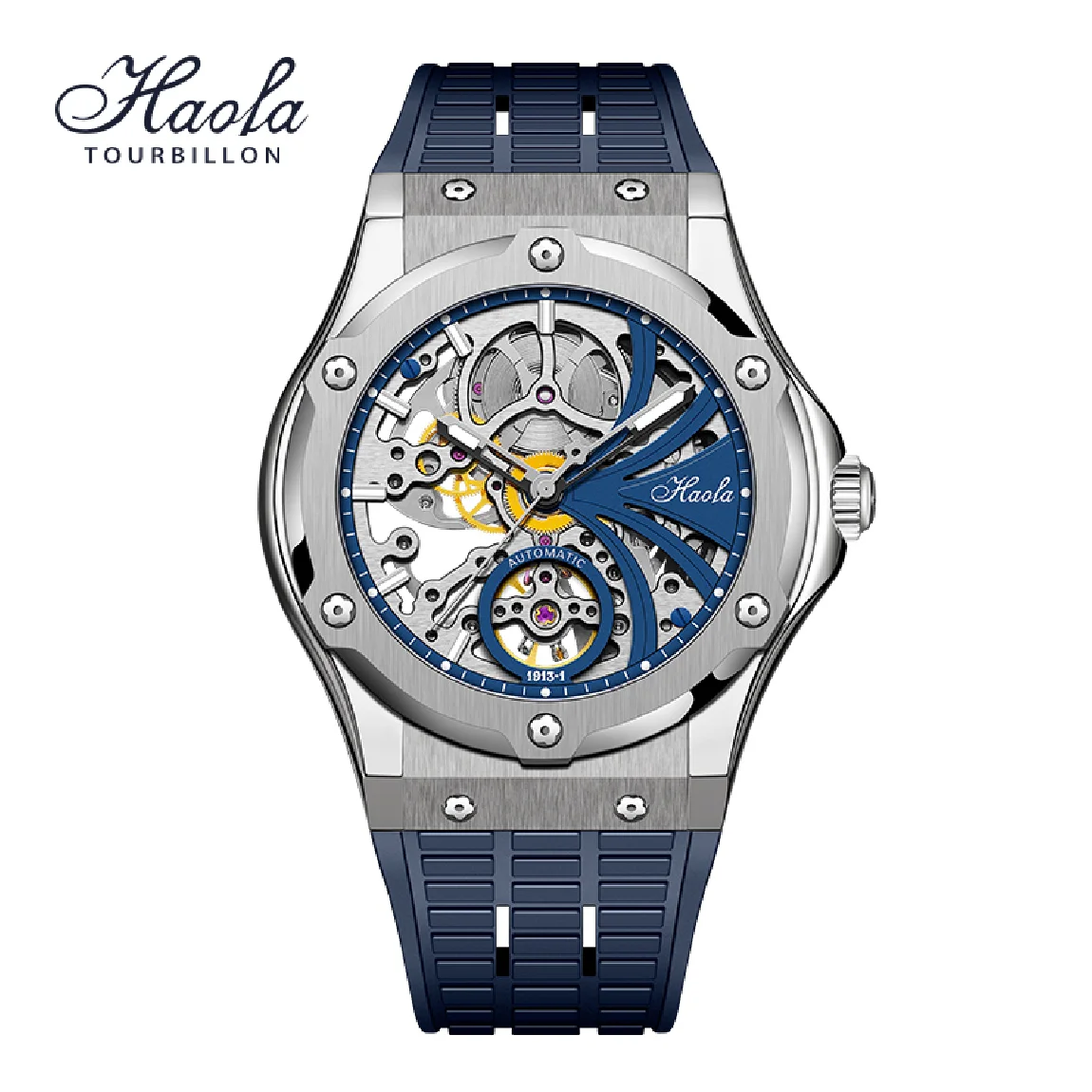 

Haofa Men Automatic Self Wind Mechanical Watch Sapphire Skeleton Autoamtic Movement Watch For Men Luminous uhren herren 1913-1