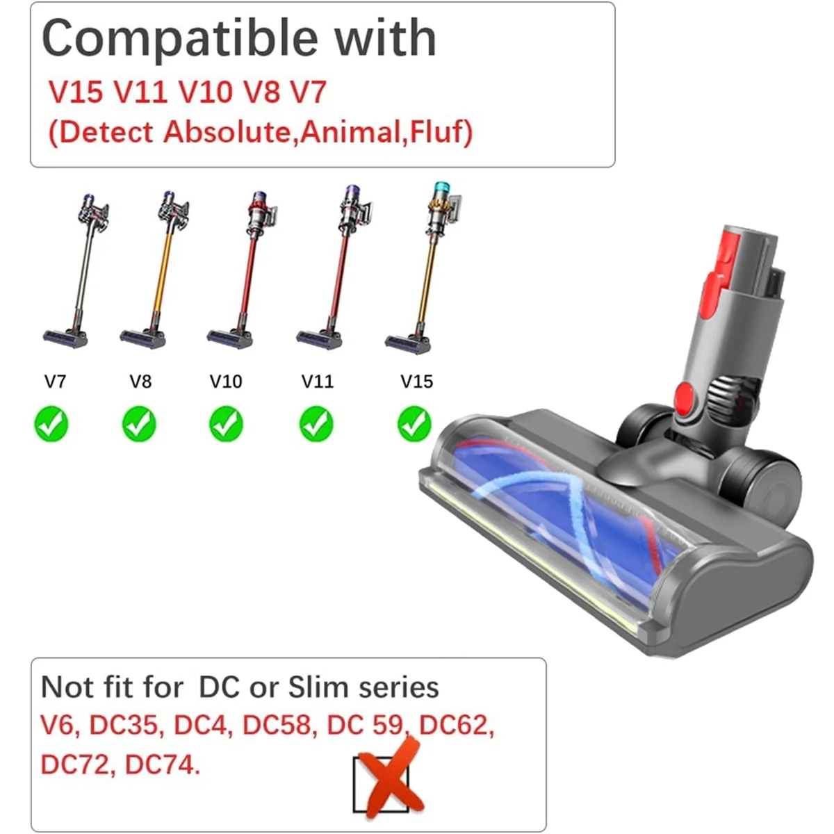 Для Dyson V7 V8 V10 V11 V15 Вакуумная насадка Быстросъемная щетка с головкой двигателя со