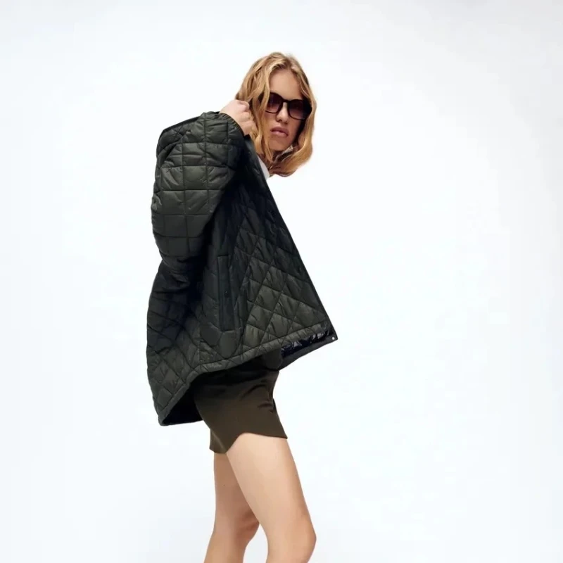 2021 Street Solid Color Hooded Jacket Jacket Autumn and Winter New Women's Loose and Thin Single-breasted Casual Cotton Jacket