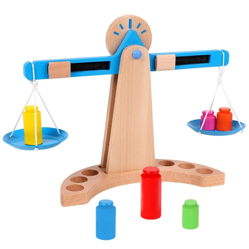 

D7YD Montessori Math Toy Balance Scale Counting Balance Toy with 6-Weights for Kids