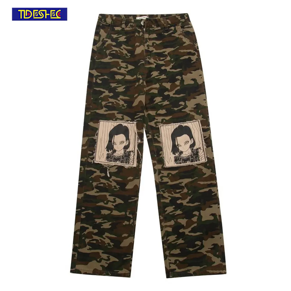 

Men Camouflage Cartoon Wide Leg Cargo Pants Trousers Sweatpants Mens Casual Designer Pants Trousers Hip Hop Streetwear 8899