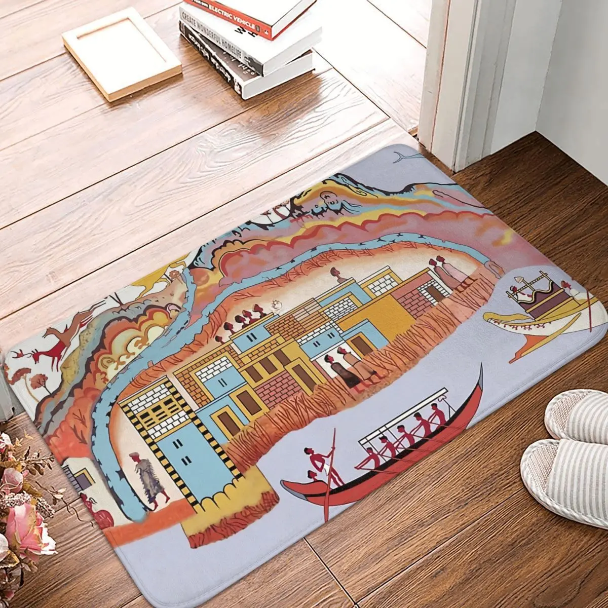 

Ancient Bathroom Non-Slip Carpet Minoan Admirals Flotilla Fresco Thera Scene Restoration Bedroom Mat Entrance Door Doormat Rug