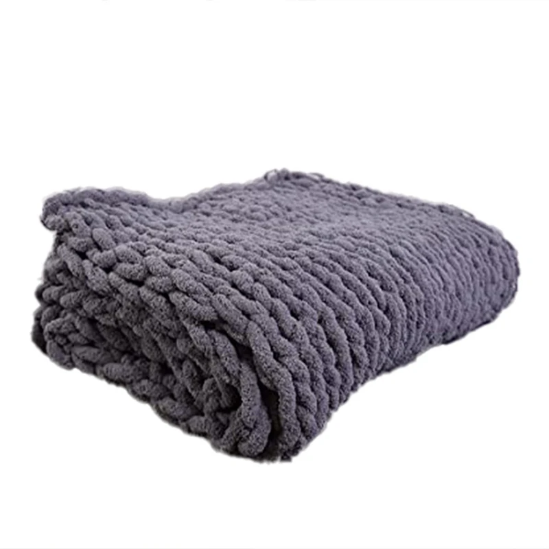 

Chunky Knit Blanket Chenille Blanket Soft Cozy Warm, Knitted Blanket For Bed & Sofa Gift
