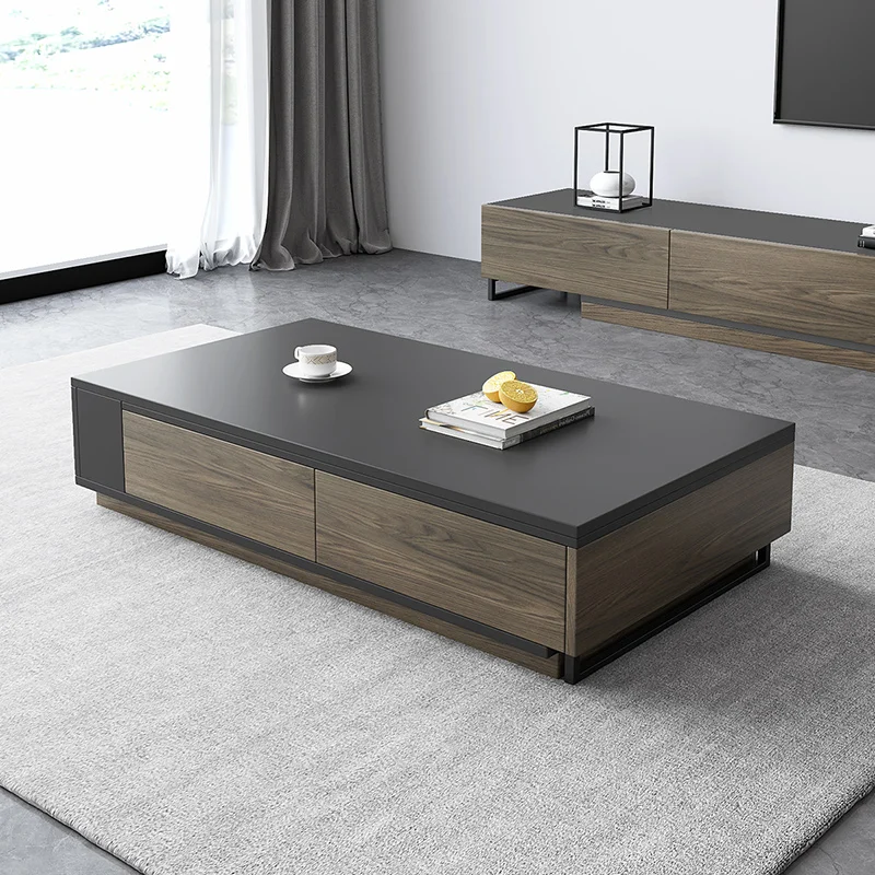 

zq Retractable TV Cabinet and Tea Table Combination Living Room Large Capacity Storage TV Stand