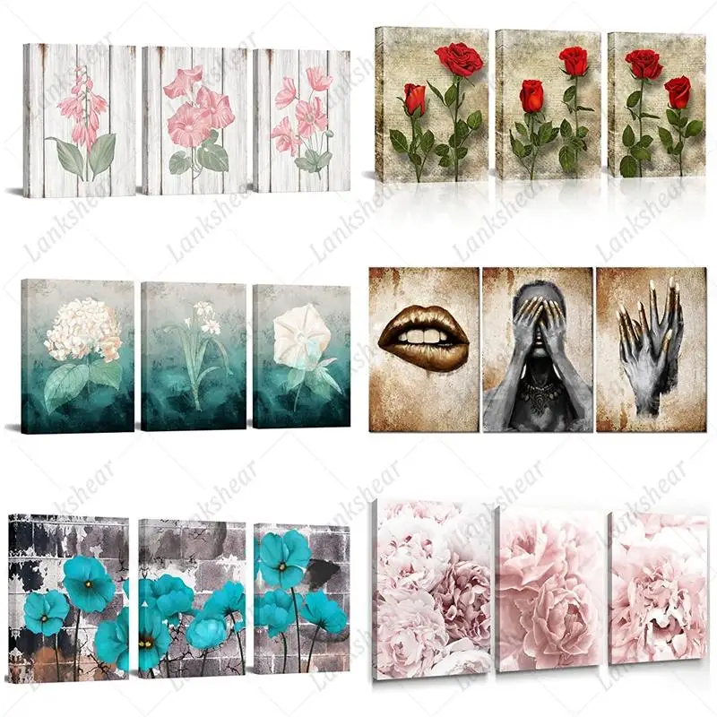 

Poppy Flower Modern Floral Art Poster Peony Canvas Painting Light Pink Rose Modular Wall Cuadros Gallery Girls Living Room Decor