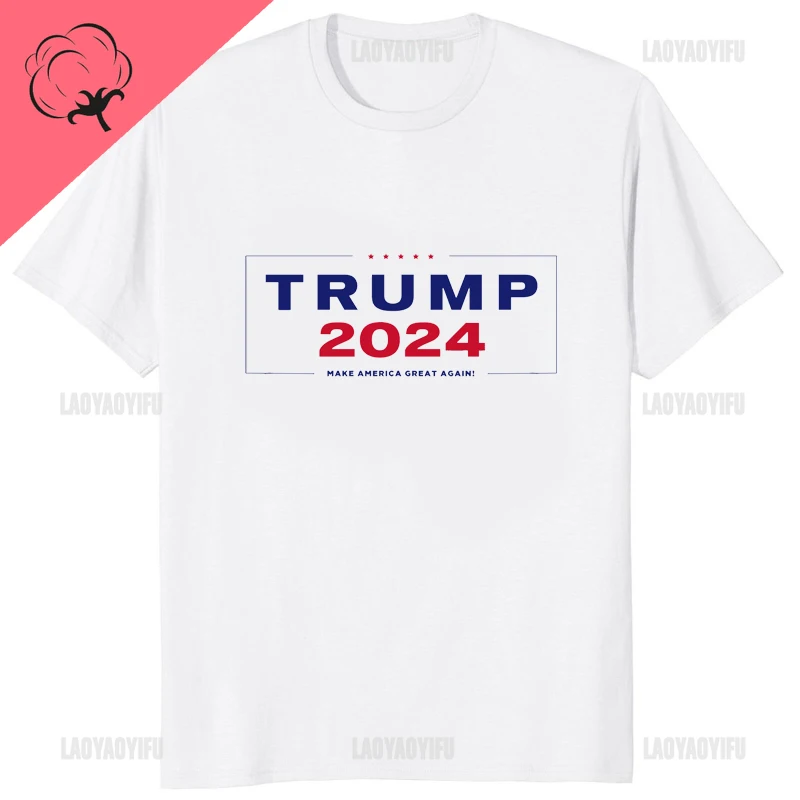 2024 г. футболка с изображением Трампа при президентских выборах хлопковая