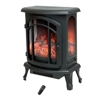 24 Inch Tall Portable Electric Wood Stove Fireplace with Flame Effect, Freestanding Indoor Space Heater with Remote