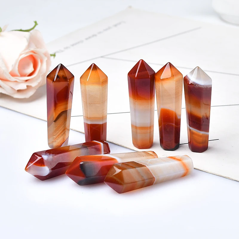 1 шт. Натуральный Сердолик шестигранная колонна Sardonyx Кристальный точечный камень