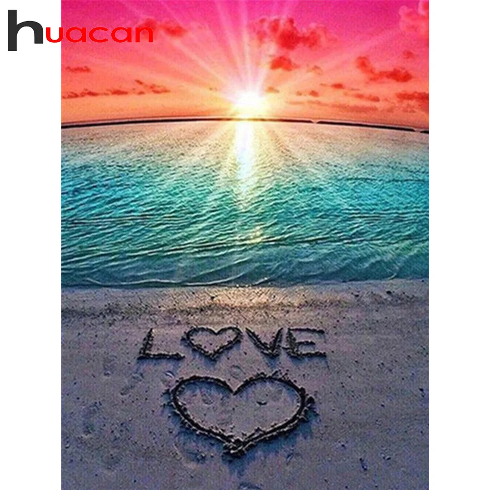 

Алмазная живопись Huacan, вышивка крестиком, пейзаж, мозаика, сердце, персонализированный подарок, украшение для дома