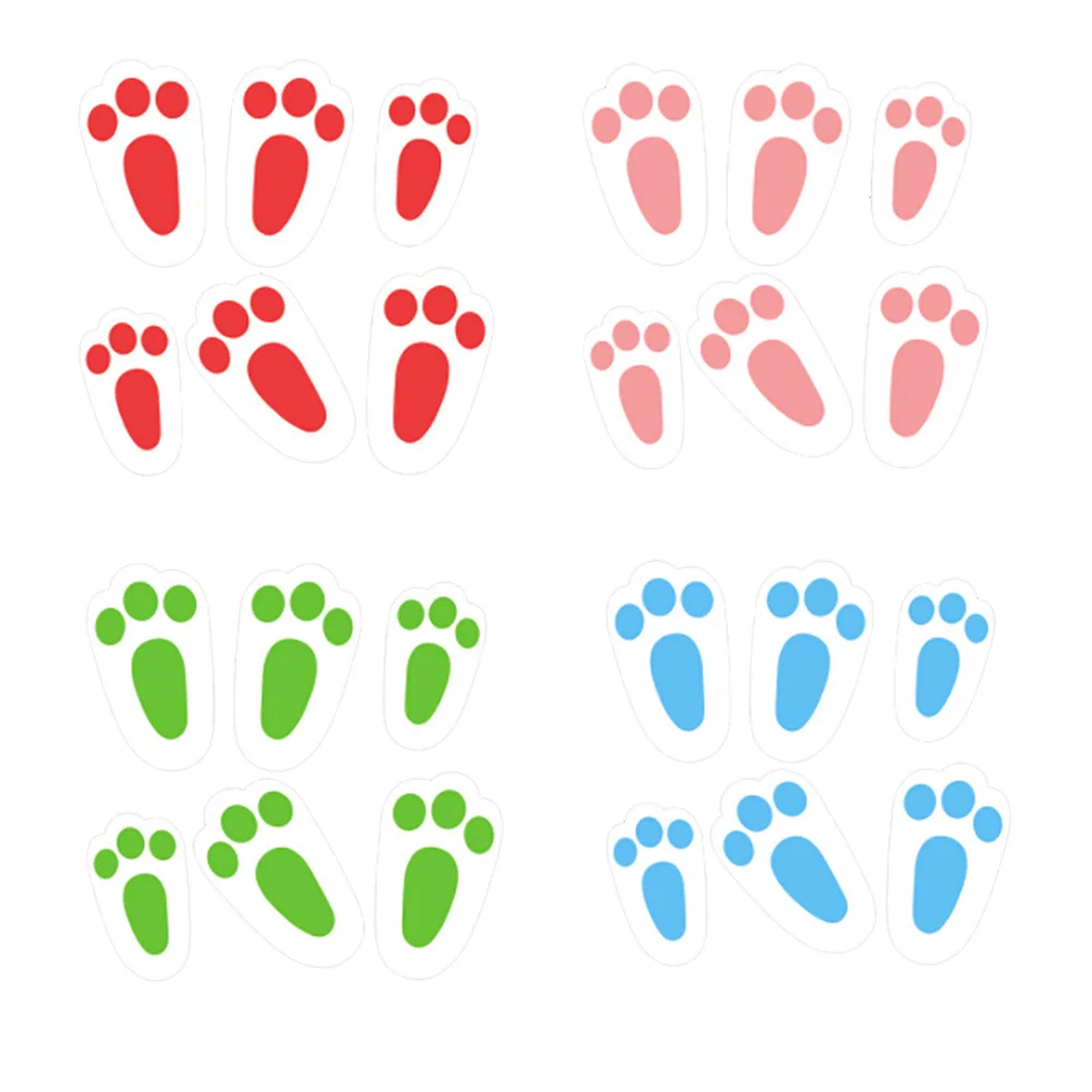 

24pcs Stickers Rabbit Footprint Decal Window Clings Cartoon Feet Clings Easter Sticker for Living Room Festival Indoor
