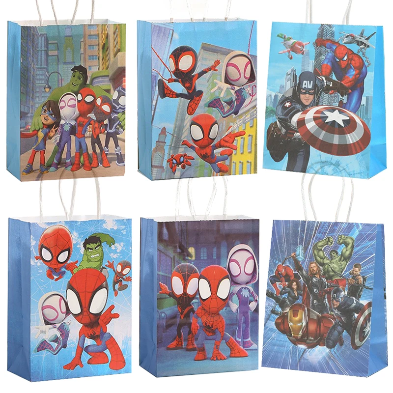 

Disney Avengers/Hulk,/Iron Man/Spiderman Theme Paper Gift Bags Candy Boxes For Kids Birthday Party Decorate Christmas Gift Bags