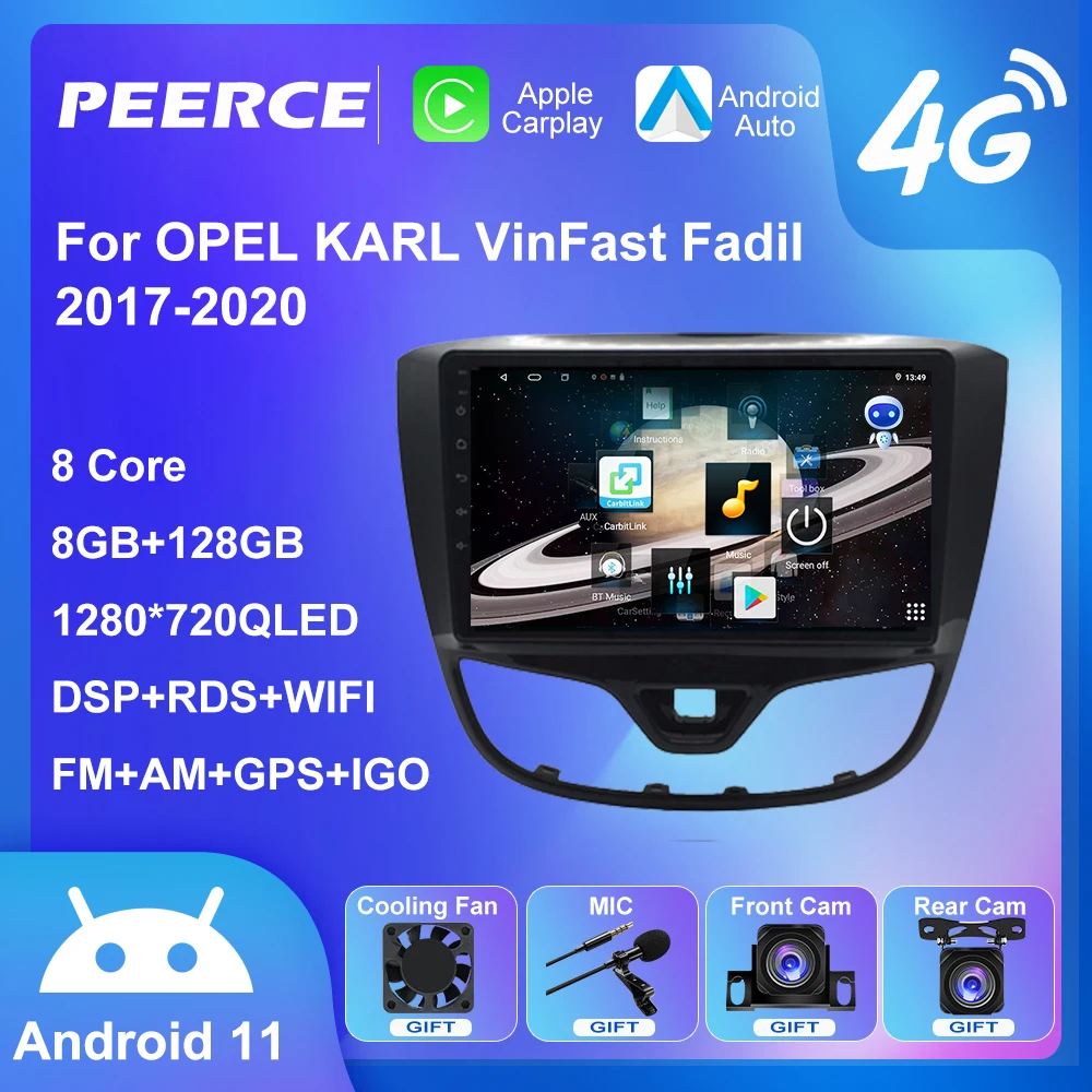 

PEERCE Android 11 Car Radio For OPEL KARL VinFast Fadil 2017-2020 Multimedia Player Stereo Navigation GPS 2din Tape Recorder dvd