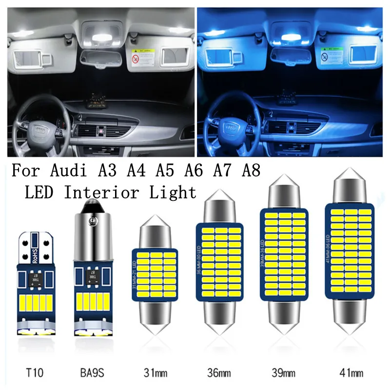 

For Audi A3 8L 8P A4 B5 B6 B7 B8 A5 A6 C5 C6 C7 A7 A8 D2 D3 Canbus Vehicle LED Interior Map Dome Trunk Light Kit interior light