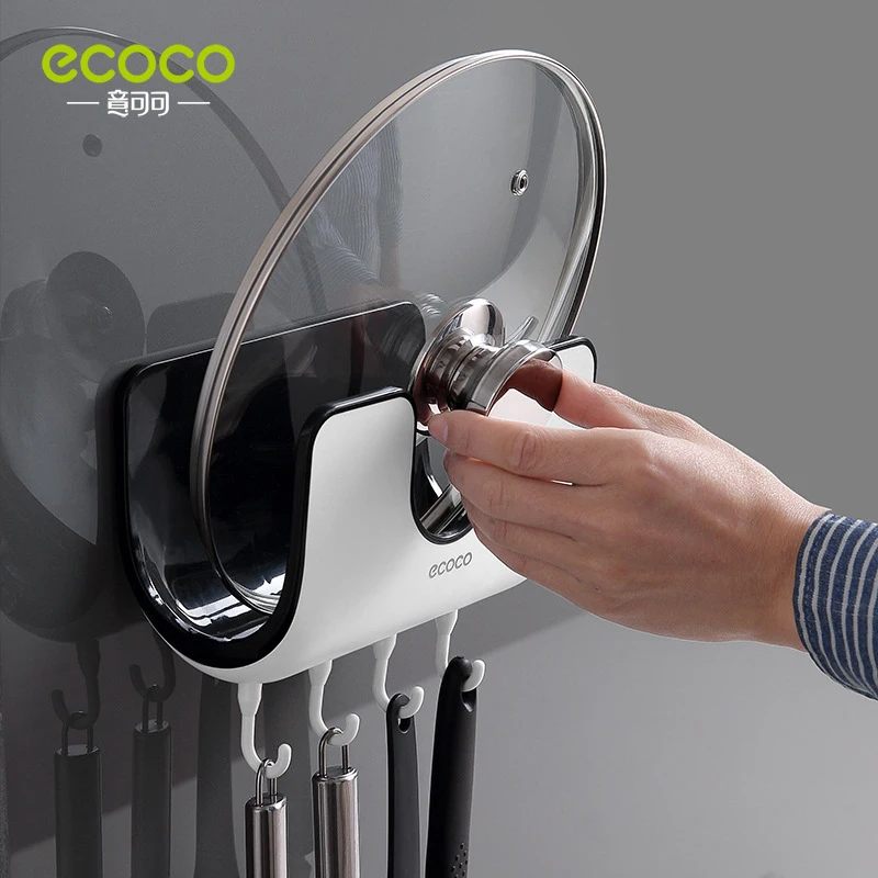 

ECOCO Kitchen Lid Rack Holder Wall Mounted Pot Kitchen Organizer Pan Cover Accessories Cutting Board Holder