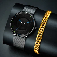 fashion mens watch stainless steel mesh band bracelets watches quartz wristwatch men business simple clock relogio masculino