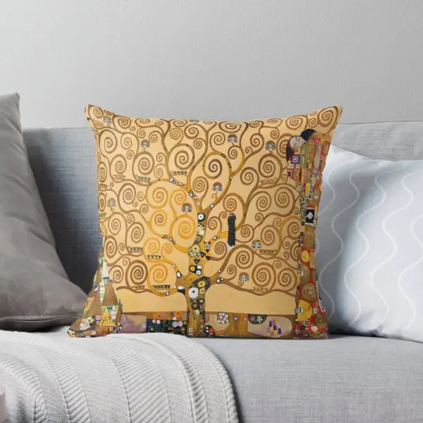 

The Tree Of Life By Gustav Klimt Printing Throw Pillow Cover Fashion Comfort Soft Car Decorative Bed Pillows not include