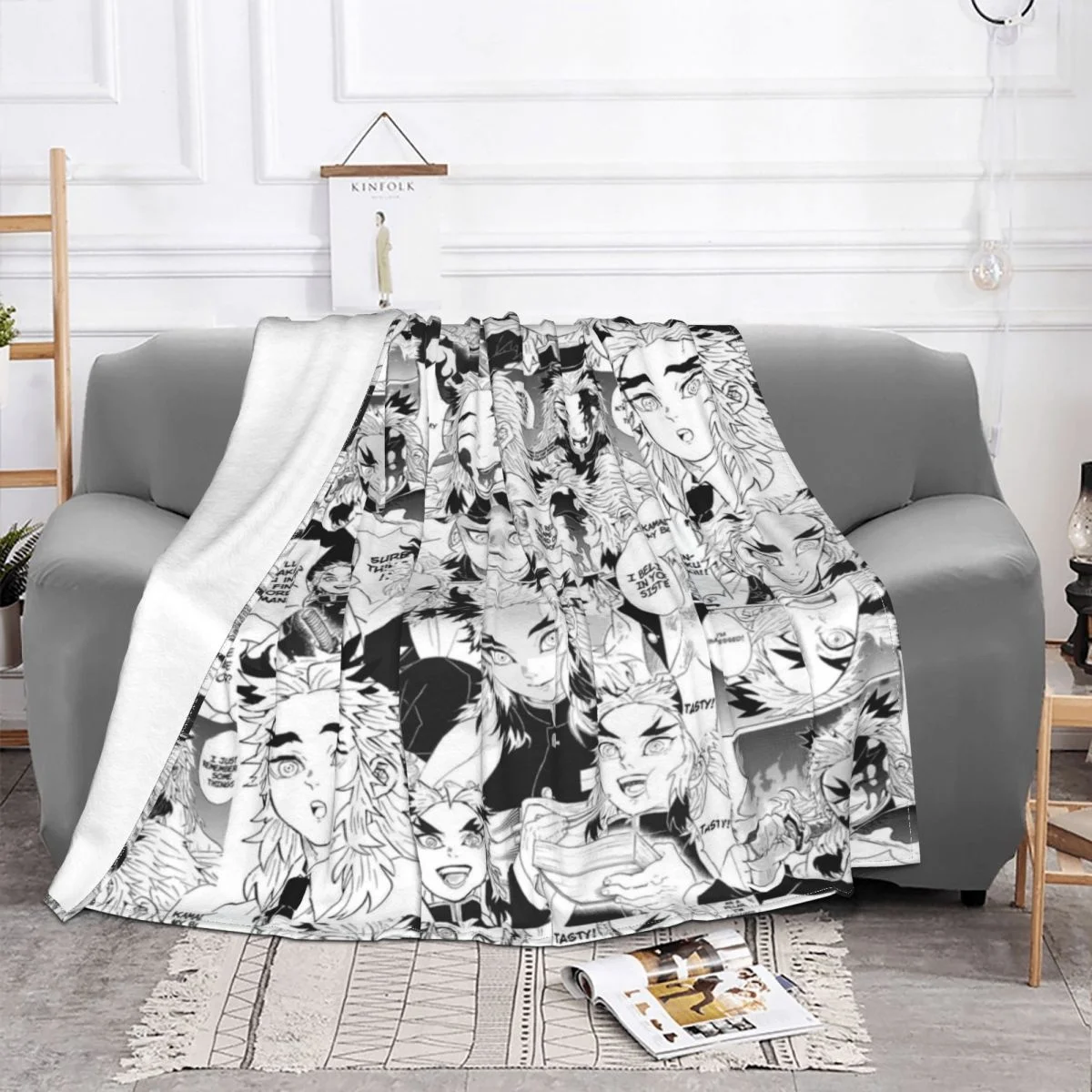 

Rengoku Aniki Collage Demon Slayer Blankets Coral Fleece Plush Print Anime Breathable Warm Throw Blanket For Bedding Office