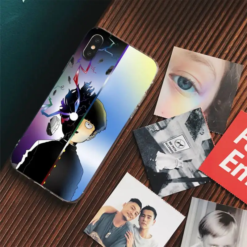Mob Psycho 100 Phone Case For iPhone 13 14 Pro Max XS XR 12 11 Pro 13 Mini 6 7 8 Plus Clear Back Cover Capa