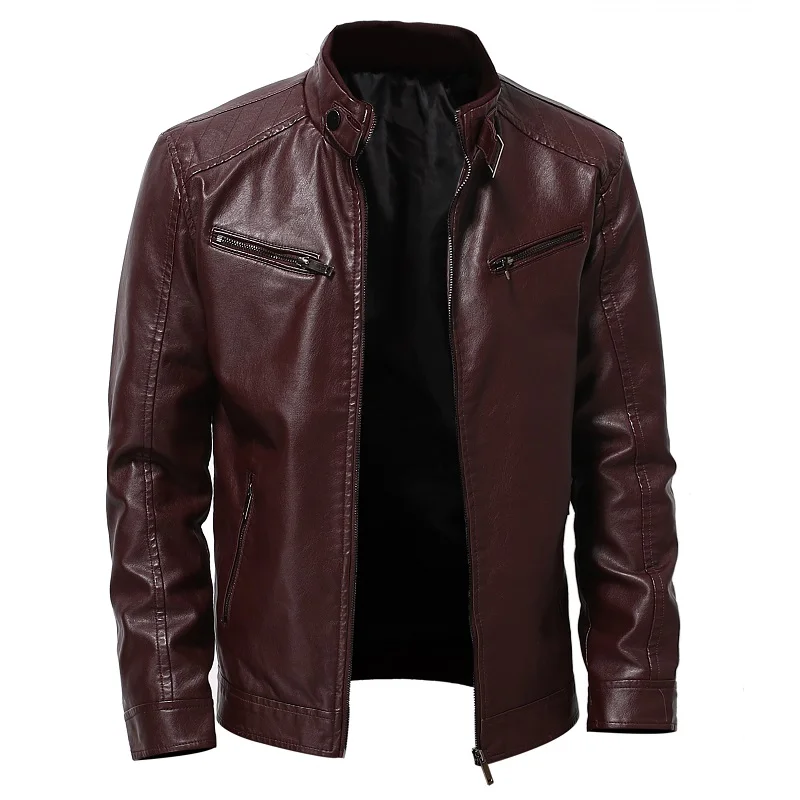 

Mens Vintage Motorcycle Jacket coat men Fashion Biker Leather Jacket Male Bomber Coat spring autumn Business leisurePu Overcoat