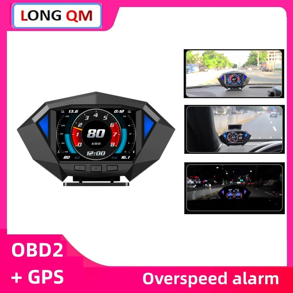 

Auto Head Up Display Car HUD Display Incline Meter Slope Tilt Meter Speed Alarm Car Digital Speedometer OBD2 GPS Dual System