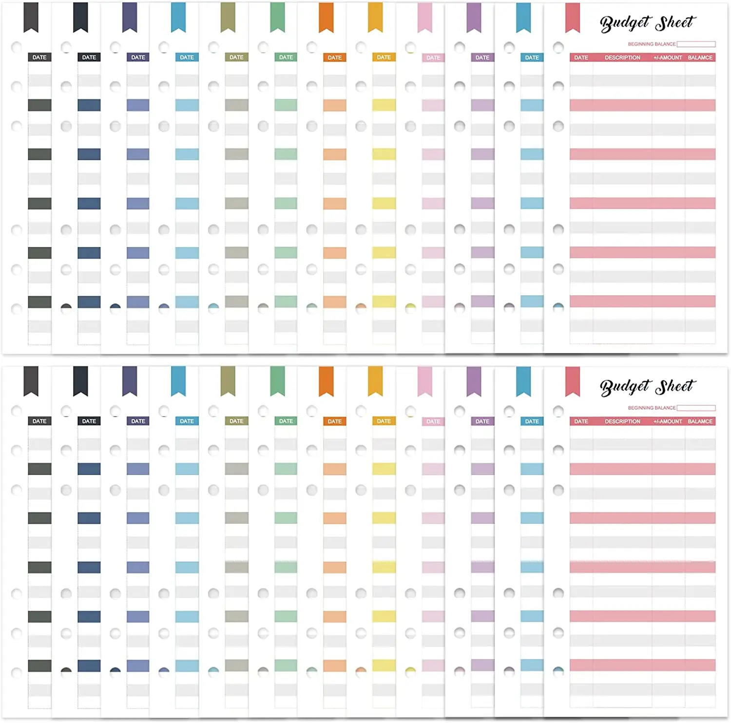 

12pcs/Lot Colorful Expense Budget Sheets Cash Organizer Money Saving Cash for Budgeting and Finances Management Bill Planner