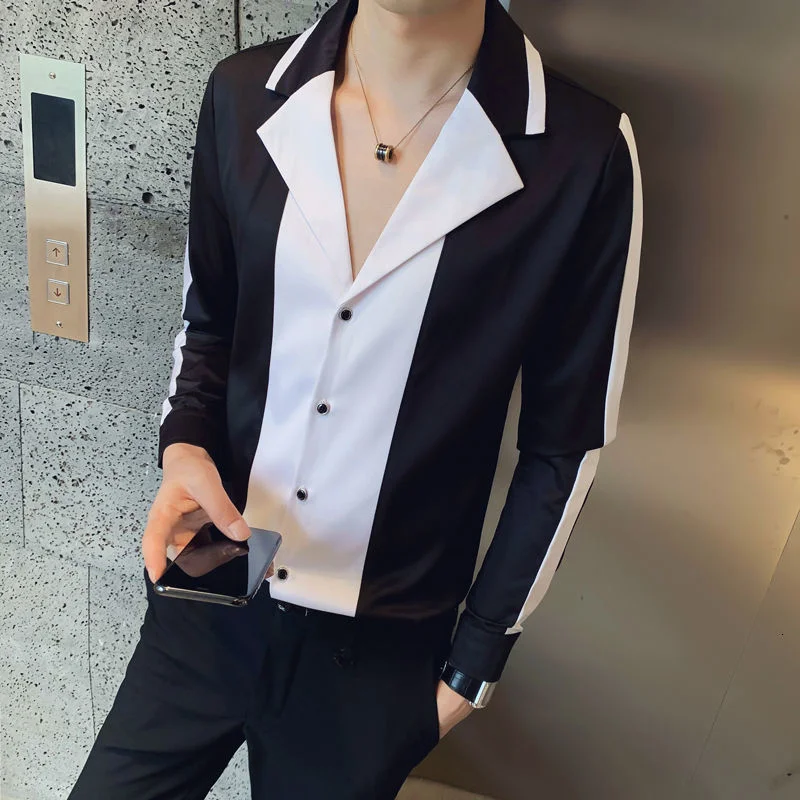 Рубашка мужская с цветочным принтом черная/белая 2020 | Мужская одежда