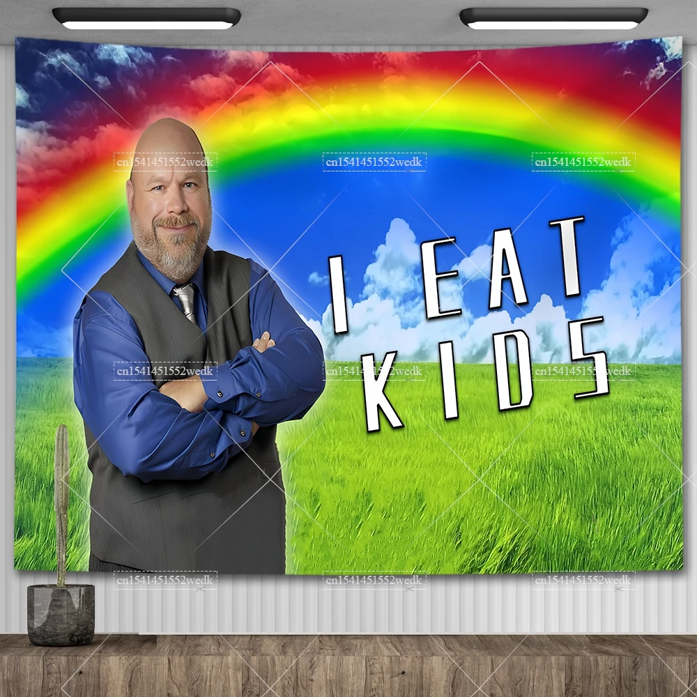 Забавный беретм гобелен I Eat Kids гобелены для спальни мемы флаги настенный