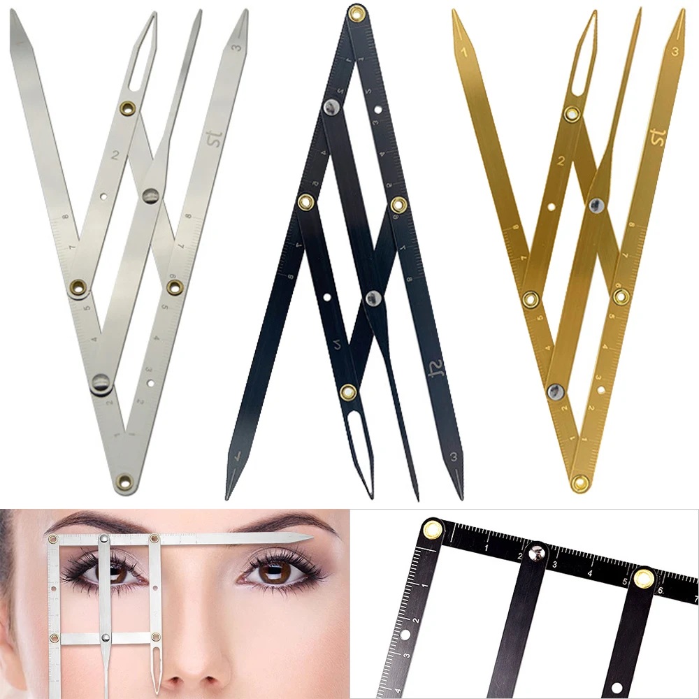 

Eyebrow Ruler Stainless Steel 3-Point Positioning Golden Ratio Brow Caliper Microblading Supplies Measure Permanent Makeup Tool