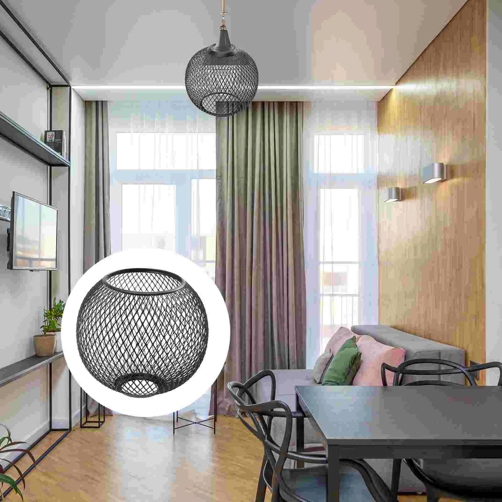 

Lamp Light Shade Lampshade Cover Cage Ceiling Guard Iron Metal Pendant Wire Out Hollow Shades Vintage Chicken Decor Bulb Fixture