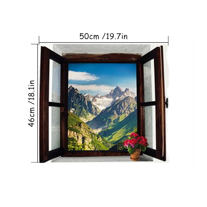 Внешнее Окно комнаты бесконечные горы 3D настенные художественные виниловые